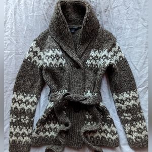 Banana Republic Wool belted cardigan. Fair isle.